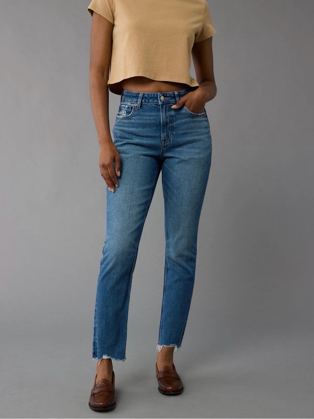 American Eagle Outfitters Deep Sea Blue Mom Jeans Size 2